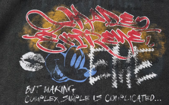 Cropped Washed Graphic Black Zip Up